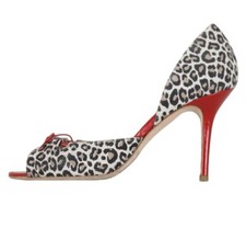 Jimmy Choo Leopard Print Red Open Toe Stilettos Heels Vintage W Original Box