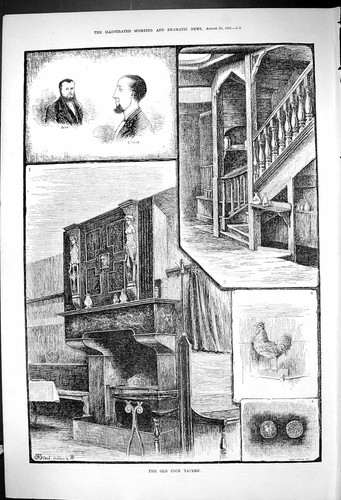 Antique print 1882 clock - antique,