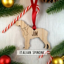 Personalised Dog Wooden Oak Decoration - Christmas Tree gift - Italian Spinone