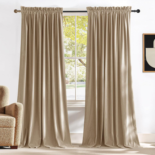 Luxury beige velvet curtains - beige,
