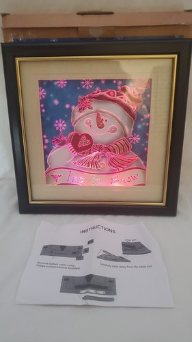Framed fiber optic snowman - optic,