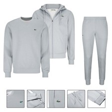 Men's Lacoste Poly Fleece Tracksuit Set Grey Hoodie Sweatshirt Joggers