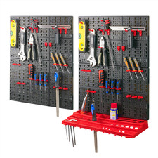 WALL MOUNTED TOOL STORAGE PEG BOARD SET ORGANISER SHELVES RACK GARAGE KIT HOLDER