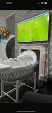 Grey Wicker Moses Basket with