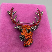 Statement stag head brooch