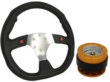 F1 CHROME Steering Wheel + Gold Black Quick Release boss GB for LAND ROVER