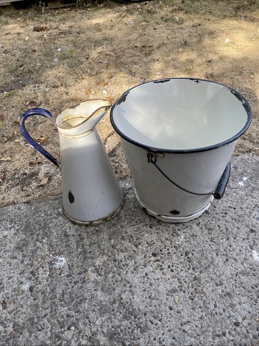 Large vintage white enamel - large,