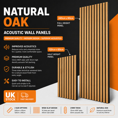 Natural oak acoustic mdf - natural,