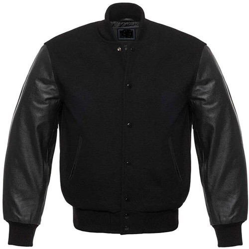 Black wool real - wool, leather