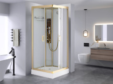 800x800mm Modern Gold Hydro Shower Cabin Cubicle Enclosure Spa Room Bathroom Pod