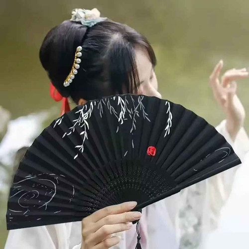 Folding hand fan - folding, vintage