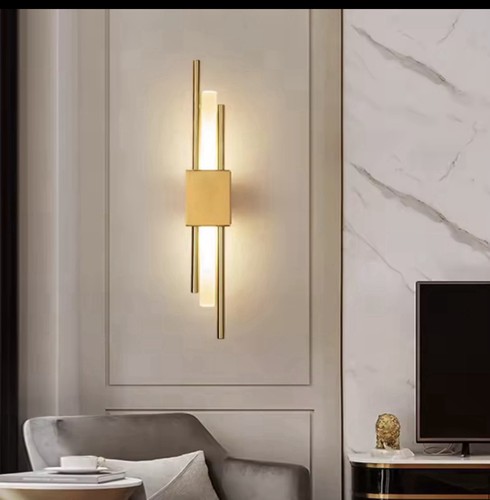 Gold led wall sconce - wall, light