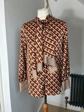 ZARA GEOMETRIC PRINT TIE NECK