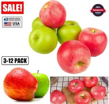 12× Artificial Apples Fake Simulation Fruit Home Kitchen Party Wedding Decor USA