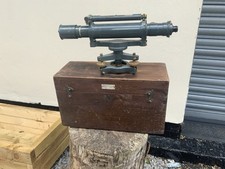 Vintage 14” T Cooke & Sons Level Transit Surveying 1953 wooden case & paperwork