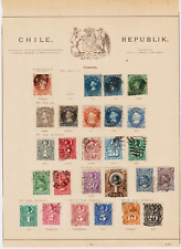 Chile 1852-86, Page from old album, CV 250+, used. (4691)