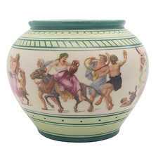 Vintage Greek Porcelain Vase Athens Bacchanal Scene 9cm x 11cm Collectible