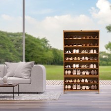 9 Tiers Free Standing Wooden Shoe Cabinet Shoes Storage Shelf Shoe Organizer