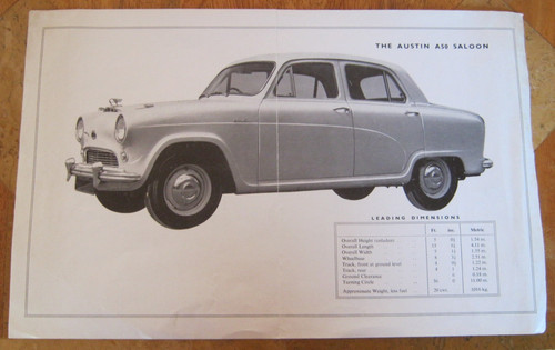 Austin a50 saloon - austin, sheet