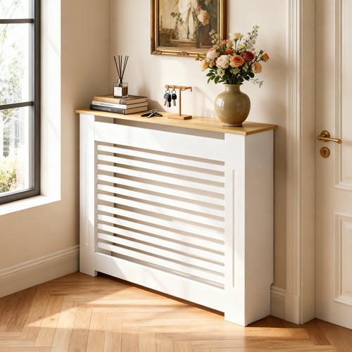 White oak radiator cover wall - white/oak,
