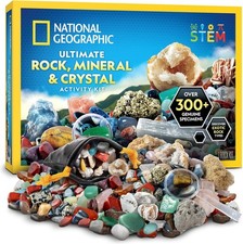 NATIONAL GEOGRAPHIC Rock Collection Box for Kids – 300 Piece Gemstones, Miner