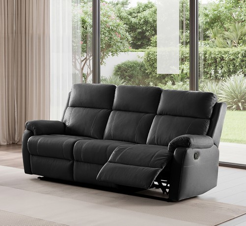 Black italian leather seater - 3,