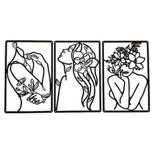 3 Pieces Metal Minimalist Abstract Woman Wall Art Line Drawing Wall Art8839