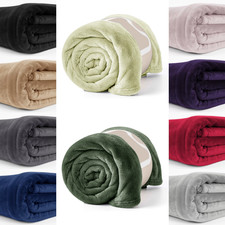 Reversible Large Faux Fur Fleece Throw Sofa Bed Throw Single Double King Size