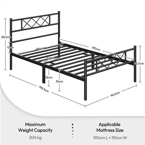 Single metal bed frame - single,