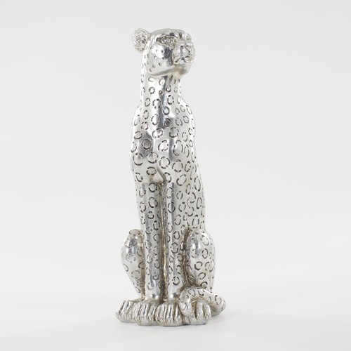 Cheetah statue silver leopard - cheetah,