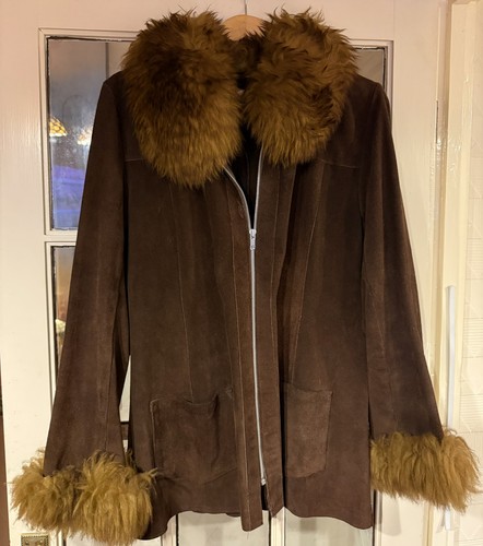 Vintage afghan brown suede - vintage,