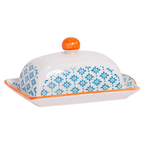 Hand printed butter dish - butter,