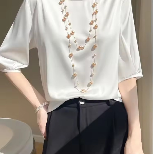 Women satin silk blouse top - silk,