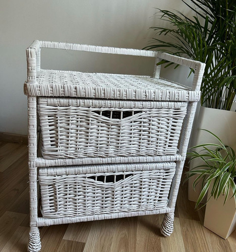 New white wicker dresser - white,