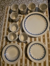 Staffordshire Tableware Blue Floral   set 15 plates and 6 cups +2  VGC Vintage