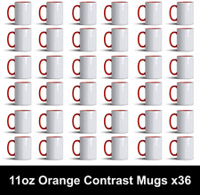 Sublimation Blanks Contrast Handle Ceramic Mug (11oz) - Orange - 36 pieces