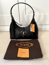 TODS Timeless T Leather Hobo Bag Small in Black RRP £1390