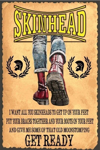 Skinhead metal tin - skinhead, wall