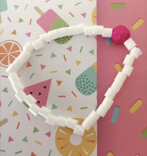White pink beaded stretch - pink,