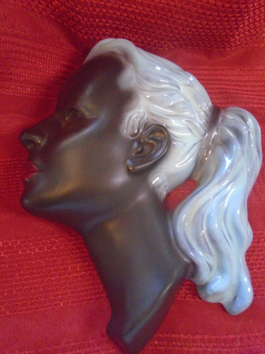 Ceramic wall girl face - , mask