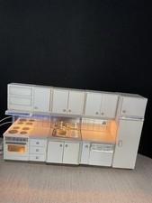 Lundby dollhouse kitchen w sink,dishwasher,oven and fridge w new lights