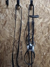  English Leather Grackle Bridle, Bit & Reins, Full Size. Black (Ref:307Y)
