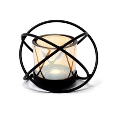 Elegant Single Ball Iron Votive Candle Holder - Centrepiece with Glass Cup | 11x