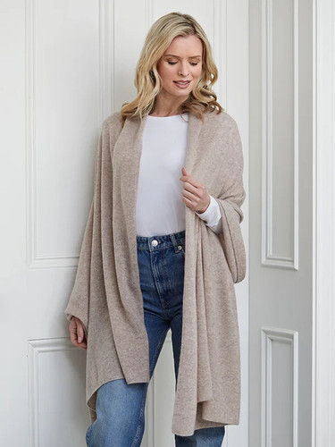 Cashmere beige scarf thick - beige,