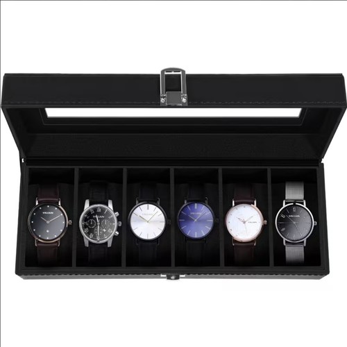 Mens grids leather watch - 6,