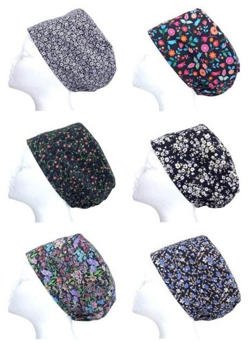Black ditsy flowers scrub cap - black,