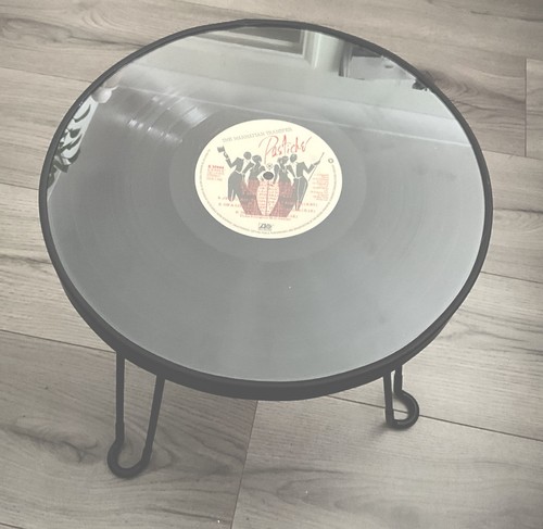 Retro vinyl record side table - side,
