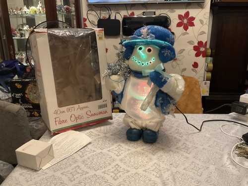 40cm tall fibre optic snowman - optic,