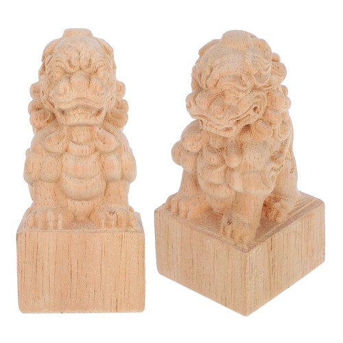2pcs wooden lion - wooden,