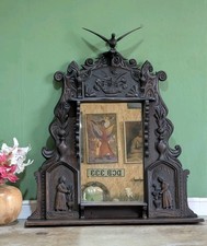 Victorian Carved Mantle Mirror Sculpture Wall Hanging Bespoke Wood Oak Art